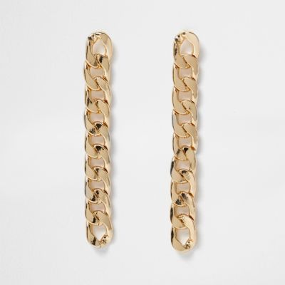 Gold tone chain link drop earrings